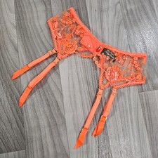 Honey Birdette Whitney Orange Suspender Garter Belt Size XS