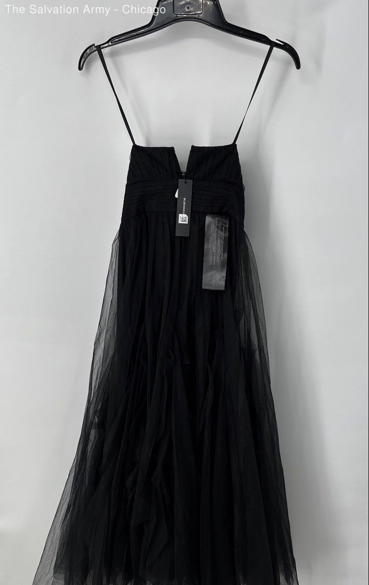 BCBGMAXAZRIA Womens Black Sleeveless Sheer Classic Long Maxi Dress Size 4
