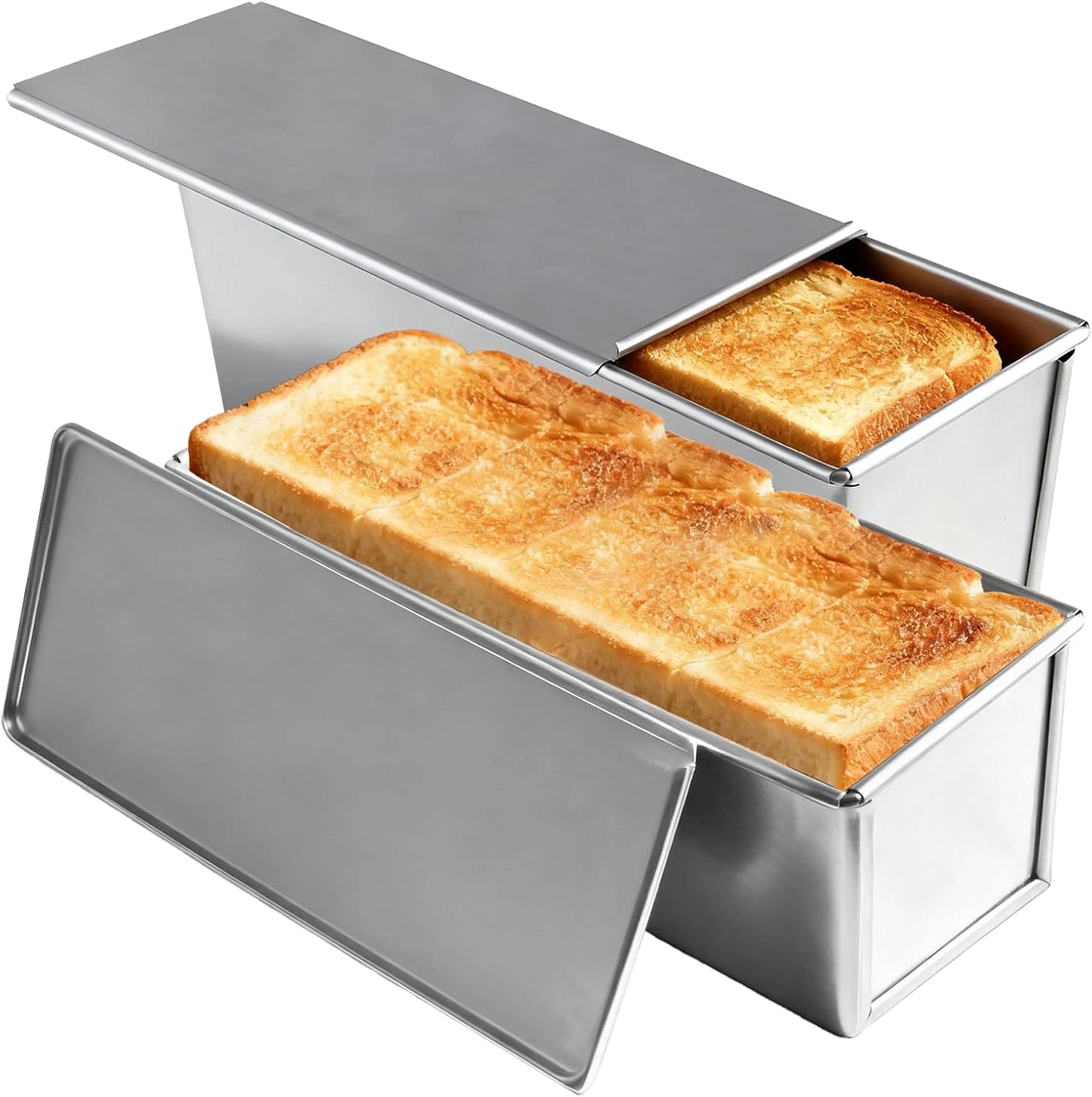 2 Pack Pullman Loaf Pan with Lid, 11.8X3.9 Inch Large Capacity Bread Loaf Pan wi
Opens in a new wind