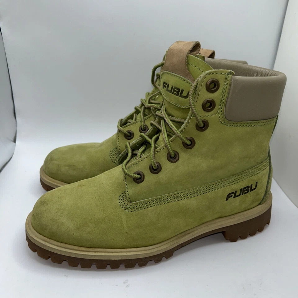 Botas juveniles Fubu verdes punta redonda cómodas con cordones al tobillo talla 4,5 Foto 3 de 4