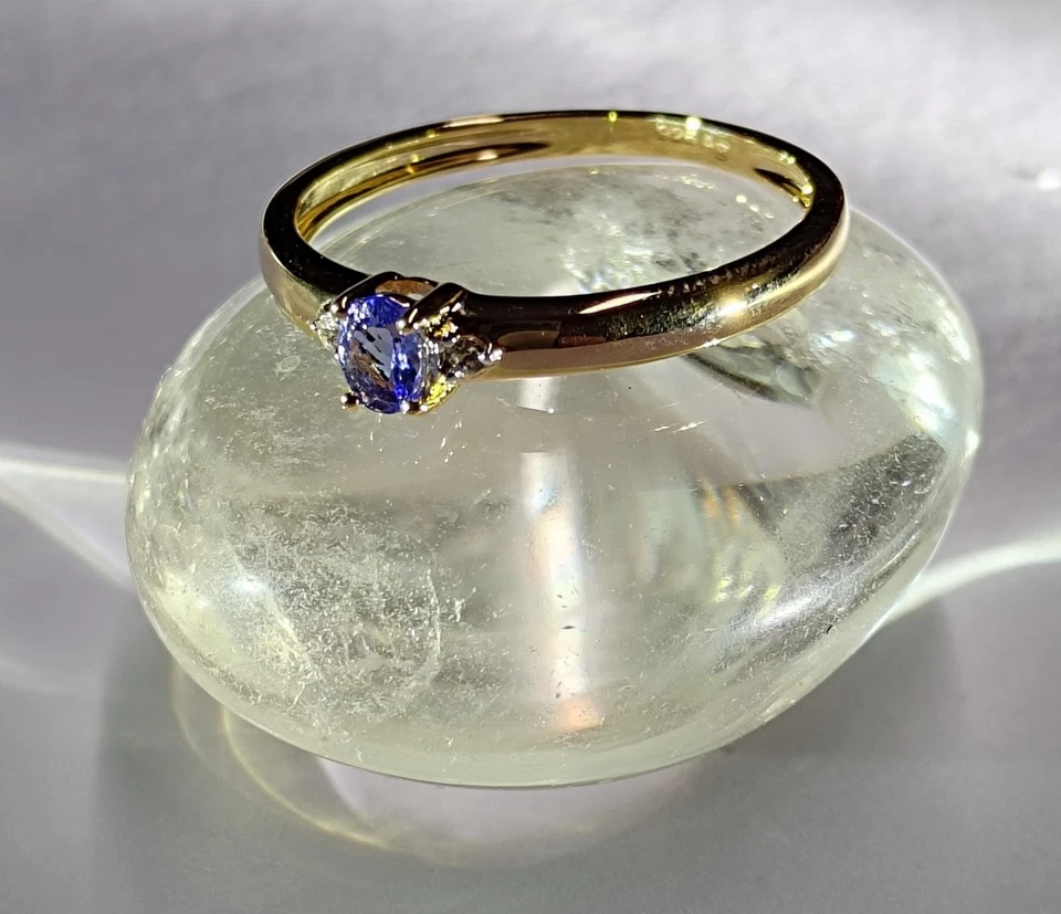 TANSANITRING Gr21(66)925/-SILBER VERGOLDET ovalerTansanit 5,0x4,0mm & Zirkone - Bild 4 von 4