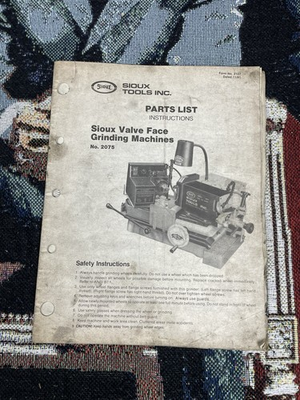 #ad 2075 Valve Grinder Instruction amp; Parts Manual Fits Sioux Model 2075 $7.19