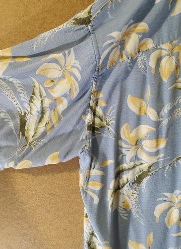 Men's Hawaiian Shirt by Macaw Trading Co. Blue & Yellow Tropical Print Size XL - Picture 6 of 8