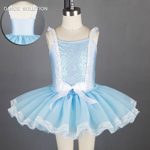 Azul Pálido Baile Ballet Tutú Lentejuelas Corpiño con Tutú Performance Disfraz Vestido - Imagen 1 de 14