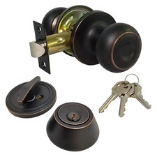 New Passage Doorknob and Keyed Deadbolt Lock Set with Keys Entry Kw1 ORB