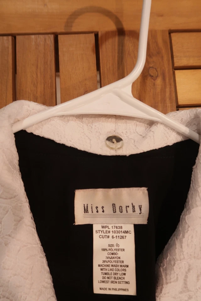 Maxi Vestido Vintage Años 80 Miss Dorby Estilo Gótico Cuello Encaje Marinero Bibliotecario Foto 3 de 4