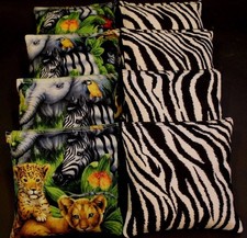 CORNHOLE BAGS Tropical Rain Forest Zebra Zoo 8 ACA Regulation Corn Toss Game