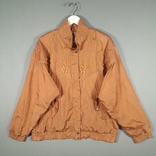 Vintage Lavon Shell Jacket Womens Large Copper Brown Nylon Full Zip Long Sleeve