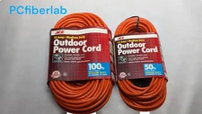 SET OF 2 50/100FT ACE HARDWARE Outdoor Medium Duty Power Cords 16 Gauge - Orange