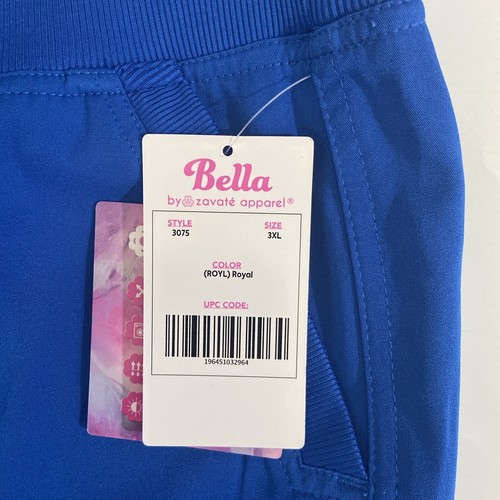 Bella by Zavate Apparel Womens 3XL Scrub Pant Royal Blue Jogger Pockets NWT 3075 - Picture 5 of 16