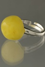 Egg Yolk Genuine BALTIC AMBER Sterling Silver Adjustable Ring 3.7g r170517-21