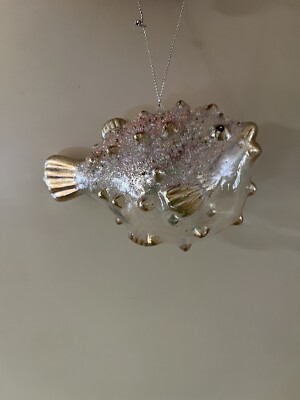$22 Large Glass Blow Fish  7  Ornament Z2