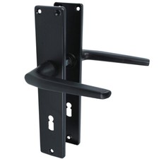 Langschild Drückergarnitur Alu Türdrücker Schwarz Türklinke ergonomisch Türgriff