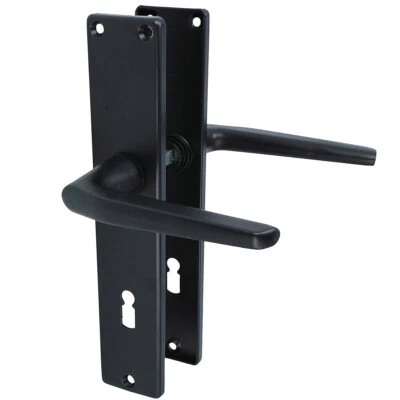 MS BESCHLÄGE Langschild Drückergarnitur Alu Türdrücker Schwarz Türklinke ergonomisch Türgriff