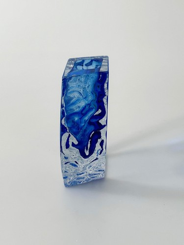Vase Murano Alessandro Mandruzzato für Seguso Italy blau Überfang Eisglas - Bild 6 von 9