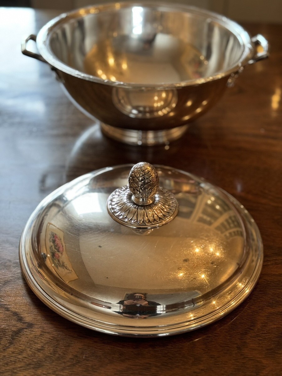 Christofle Rubans Silverplate Vegetable Dish, Tureen, Soup Bowl, w