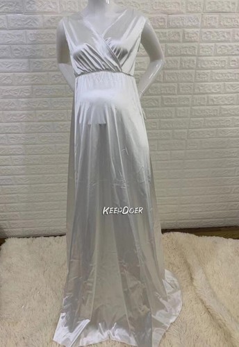 Pregnancy Women Long Dress V-Neck Low Cut Maternity Gown For Photography Shoot - Picture 15 of 24