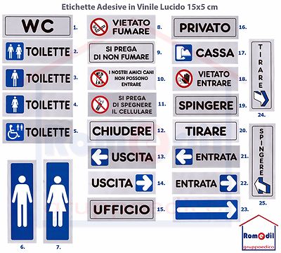 Adesivo In Vinile Per Porta ASEOS 200x50 Mm - Segnale Informativo Senza Loghi - 2