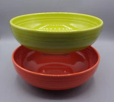 2 Homer Laughlin Fiesta  9" Large Bistro Bowls - Lemongrass Green & Poppy Orange