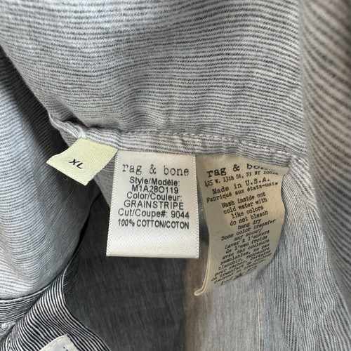 Rag & Bone Shirt Mens Sz XL Button Up LS Tailored Workwear Grainstripe **FLAW** - Picture 5 of 15