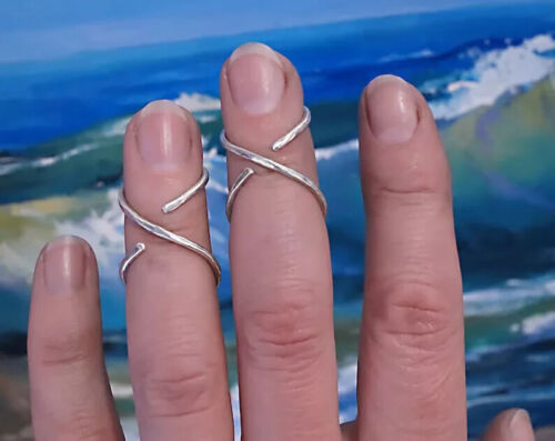 Férula de dedo para artritis plata de ley, anillo ajustable hecho a mano V-3 - Imagen 1 de 7