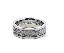 Triton Tungsten 8mm Laser Engraved Band Ring