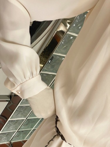 VTG 80s 90s Ivory Drop waist Sheath Deco Cocktail Dress CHEZ Neiman Marcus Sz S - Picture 8 of 12