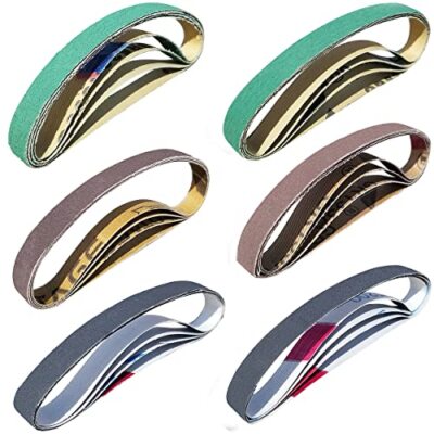 24 Pcs 1/2 x 12 Inch 6 Grits Replacement Belt Kit for Work Tool Sharpener