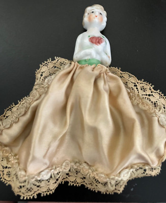 1940s German Porcelain Half Doll Dresser Doll