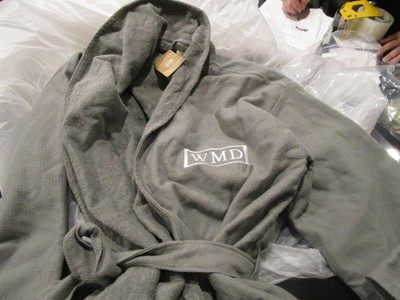Pottery Barn  Cotton Spa Robe size Medium monogram WMD gray  New with tag