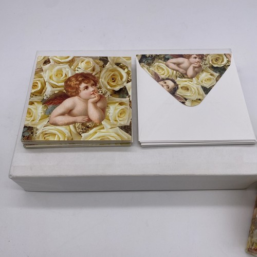 Unused Box Vintage Greeting Cards Notes All Occasion Cherubs Yellow Roses 1999 - Picture 6 of 9