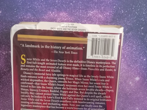 Snow White and the Seven Dwarfs VHS Disney Classic Musical 94 Release w/ Inserts - Picture 5 of 10