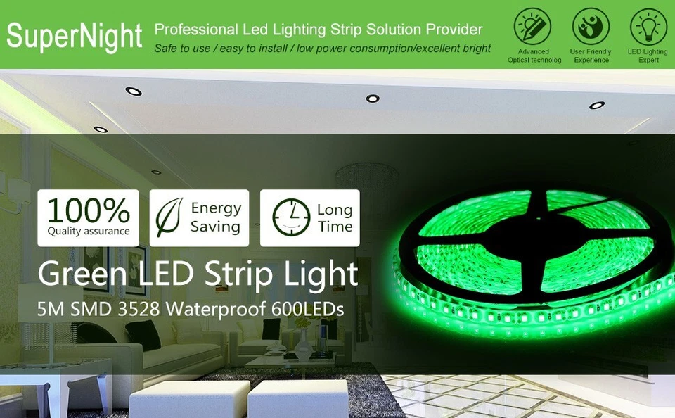 5M Green LED Strip Light 600 LEDs for Outdoor/Indoor Garden Home Waterproof - Image 4 of 4