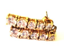 Sterling Silver 925 Gold Tone Round CZ Elegant Drop Dangle Post Stud Earrings