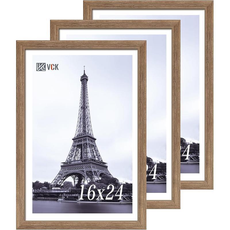 VCK 8x10 Picture Frame Set Of 3 – Black Solid Wood Tabletop Or Wall Frames