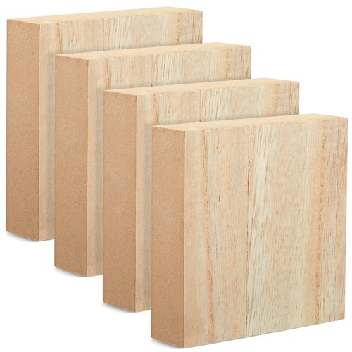 Unfinished MDF Wood Blocks for Crafts 1 in Thick Wooden Square Blocks (4x4 i