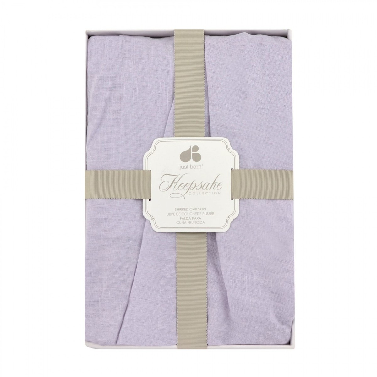 Just Born Keepsake Collection Crib Skirt Soft Lilac Washed 100% Linen Crib  Skirt
