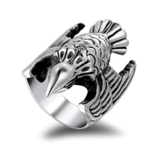 Vintage Flying Eagle Hawk Ring Stainless Steel Tribal Eagle Totem Freedom Ring