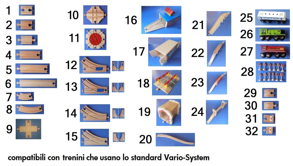 SMALL FOOT COMPANY Accessori treno trenino in legno ferrovia ponte binari curve rampa galleria