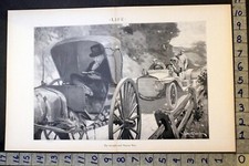 1911 HORSE BUGGY AUTO VEHICLE CAR C EVERETT JOHNSON ARTIST INSERT PRINT FC3399B
