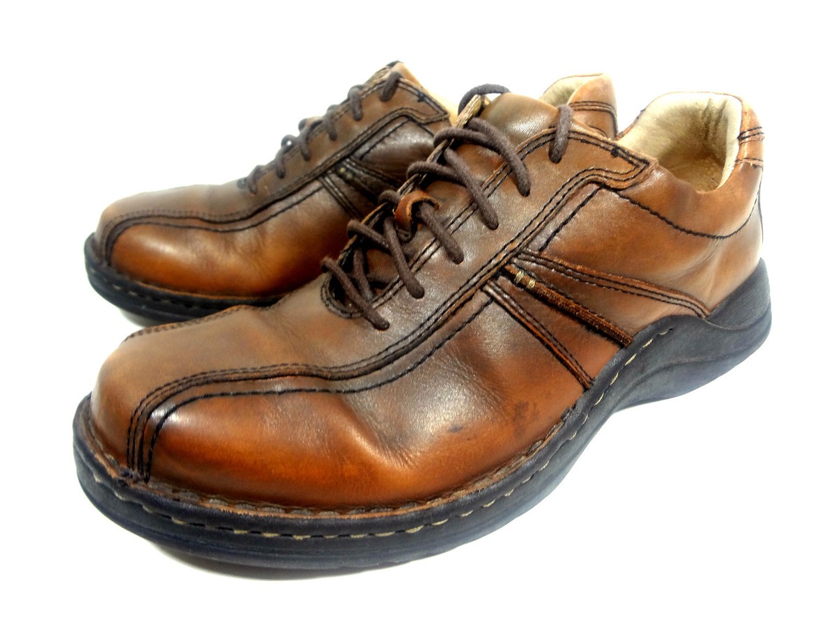 Clarks Brown Burnished Leather Bicycle Toe Casual Oxford Sneakers