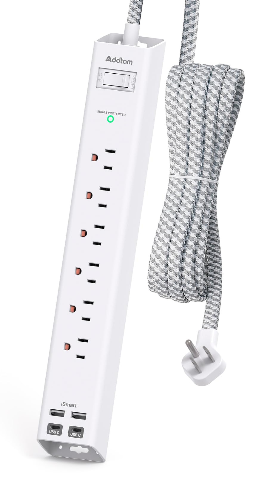 15FT Power Strip Surge Protector Extension Cord with Multiple Outlets 6 AC Ou...