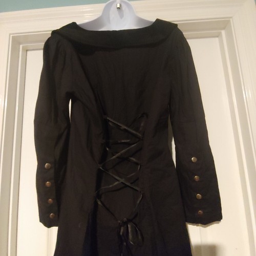 Funhouse Vampire Goth Steampunk Button Coat Y2k Velvet Ruffle Pirates Captain M - Picture 14 of 15