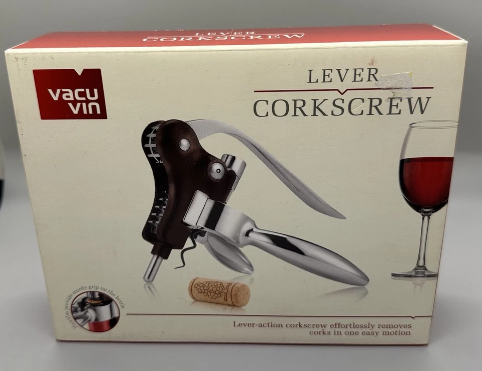 Sacacorchos Palanca Vacu Vin Palanca Horizontal Sacacorchos Abridor de Botellas Negro - Nuevo Foto 3 de 4