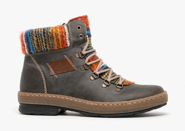 Rieker Z6743-45 Ladies Women's Wool Lined Lace Up Casual Ankle Boots Basalt | eBay