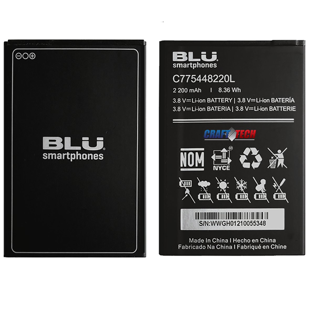 BLU cell phone Original OEM battery C775448220L 2200mAh for BLU