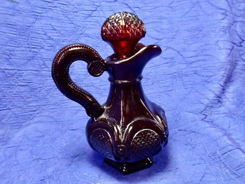 AVON Cape Cod Ruby Red Decanter Glass Stopper Pitcher Cruet 5.5" - Picture 2 of 4