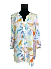 FDJ French Dressing Size 12 Colorful Art Tunic Relaxed Shirt