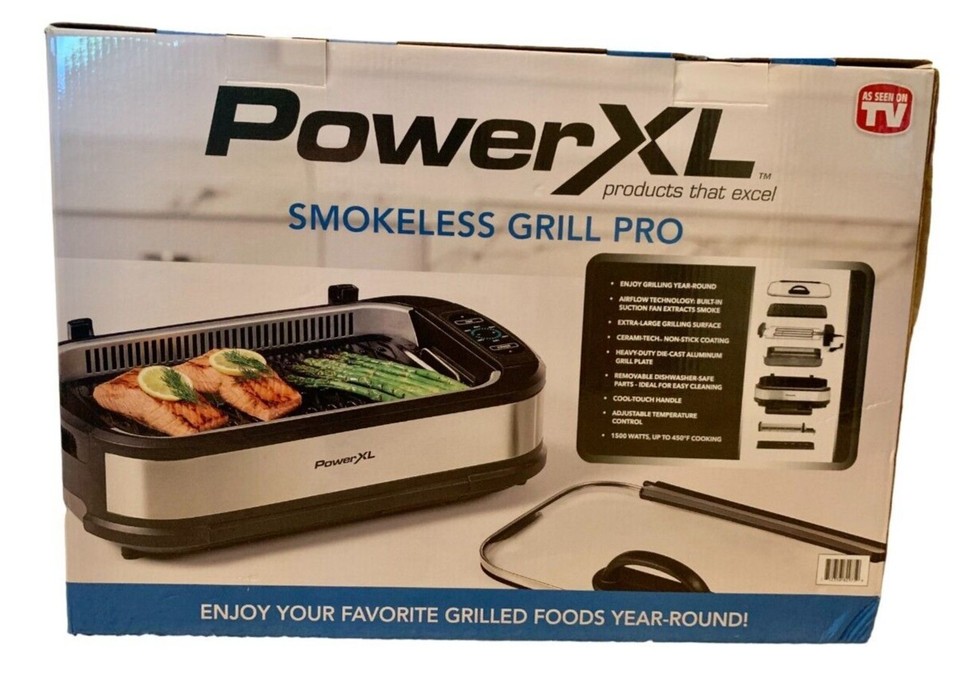 POWER XL SMOKELESS GRILL PRO w/ Griddle Plate BRAND NEW 752356829759