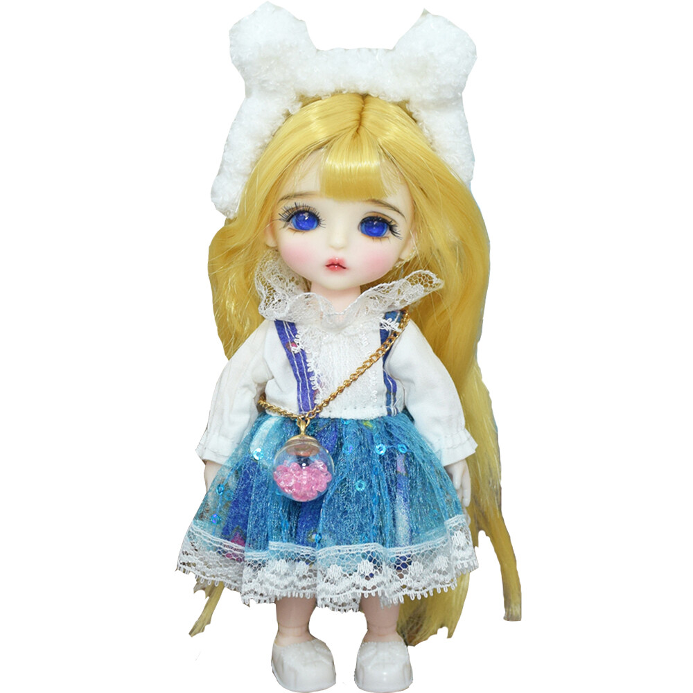 Yutotue Mini Toy for Children Cute 6 inch Height Girl Doll + Removable Clothes